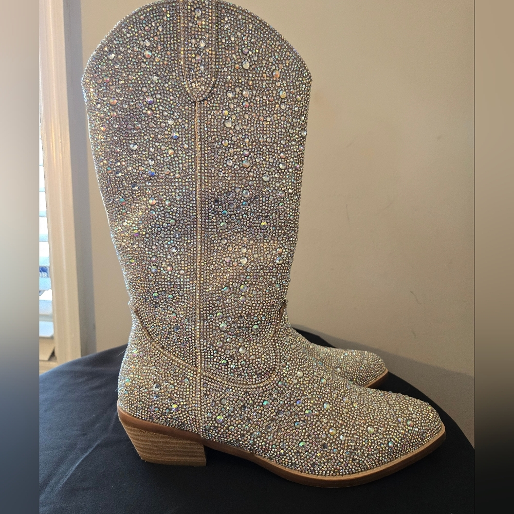 Madden Girl Redford Crystal Embellished Sequin Cowgirl Western Boots Size 8.5 - Picture 10 of 12